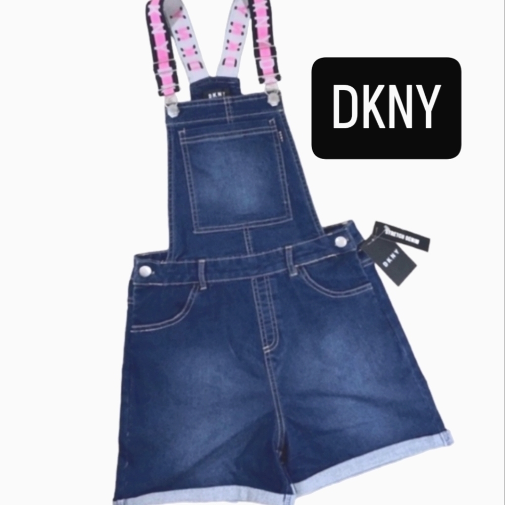 NEW! DKNY Denim Overall Shorts Kid's 5.